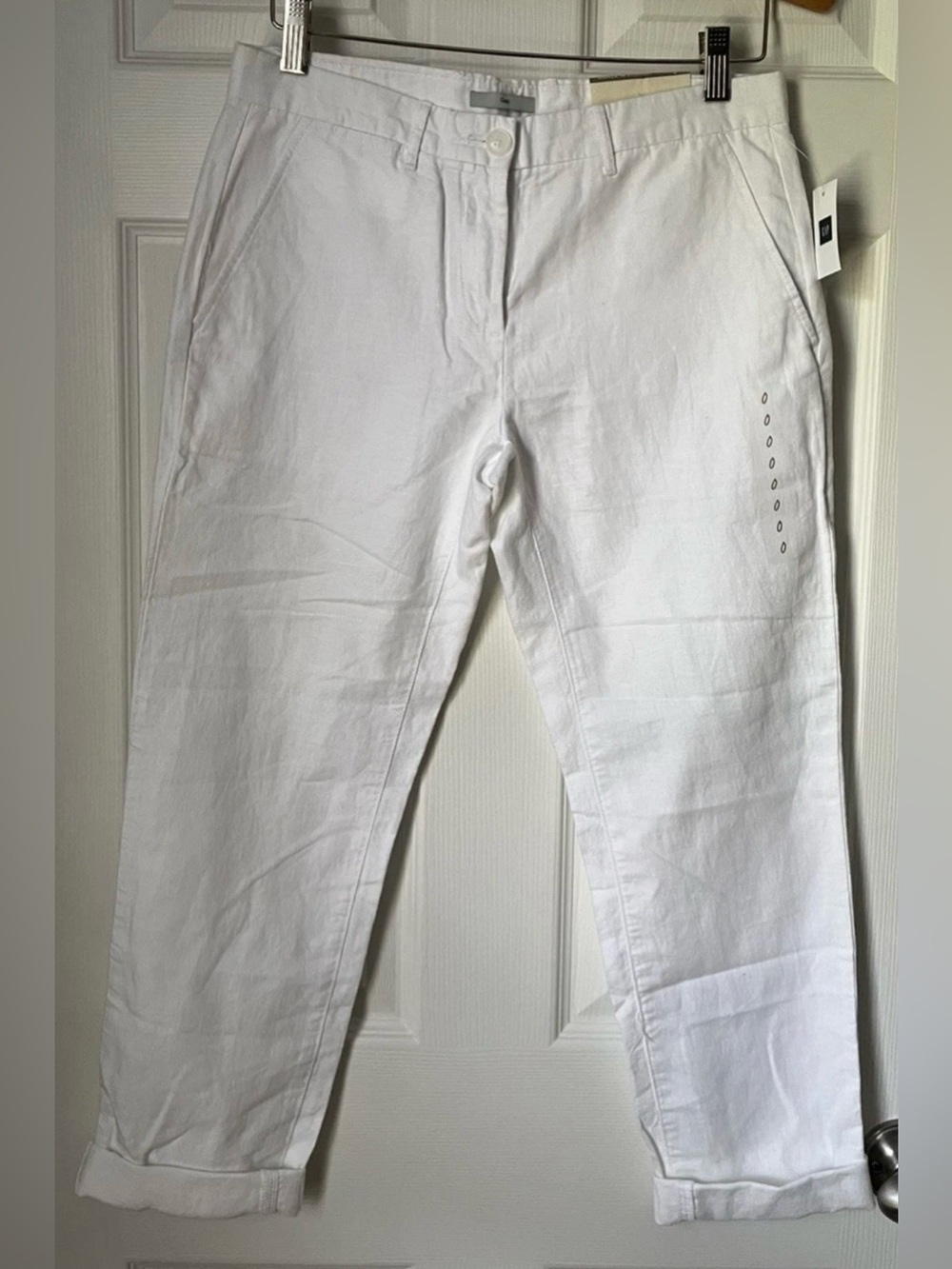 GAP Linen Cotton Broken In Straight White Khaki Casual Chino Pants